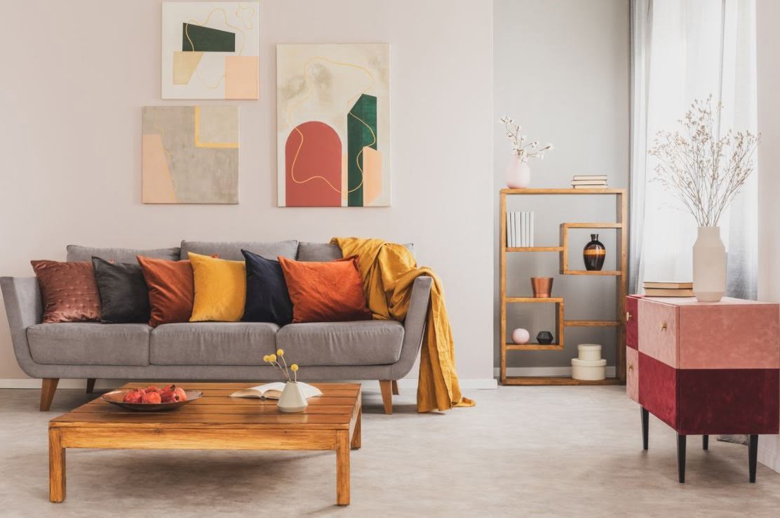 Salon Taupe Et Couleurs Vives