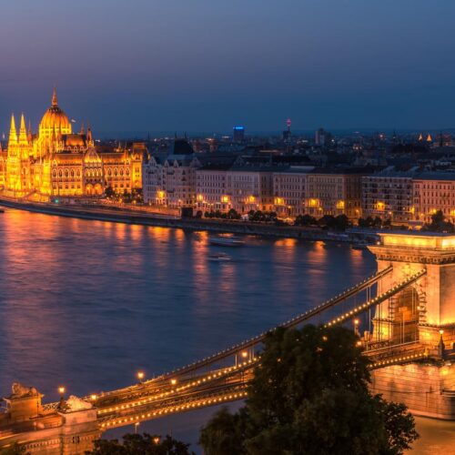 Budapest, Hongrie : Le pont de la chaîne Szechenyi