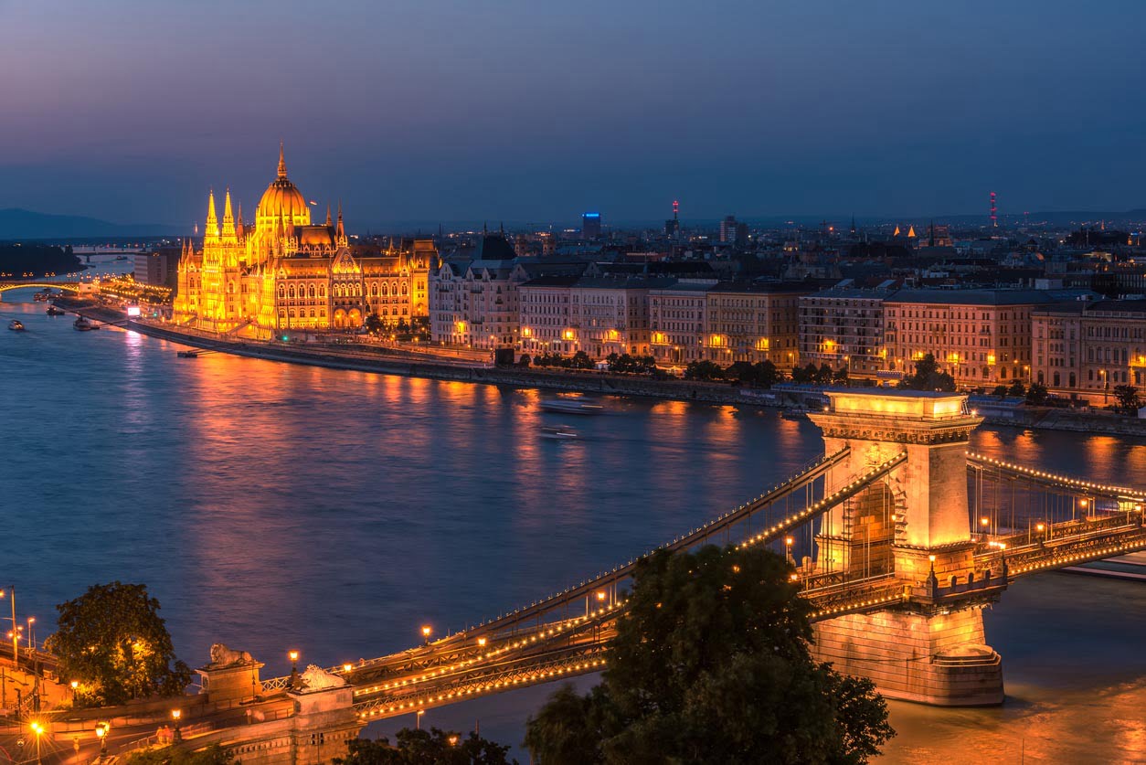 Budapest, Hongrie : Le pont de la chaîne Szechenyi