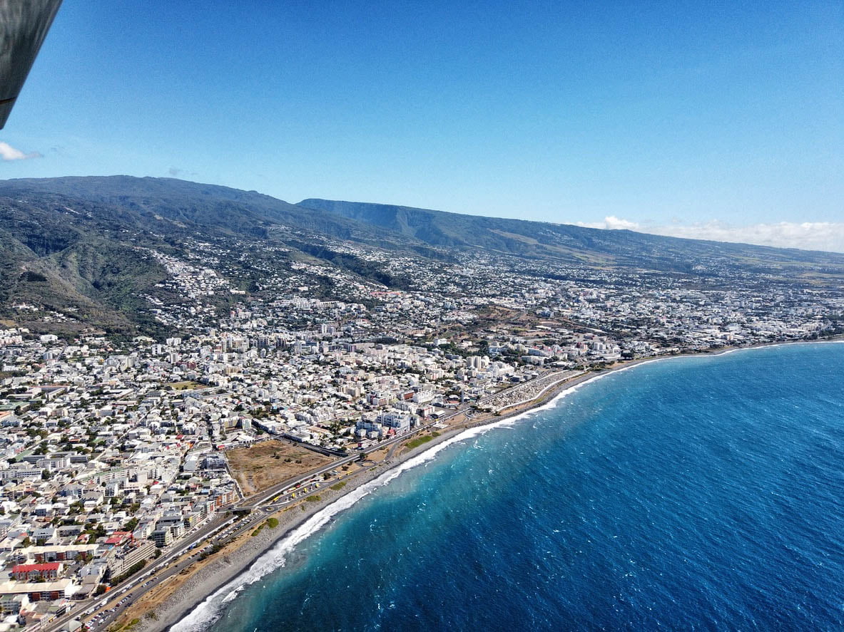 Vue aérienne de l’île de la Réunion