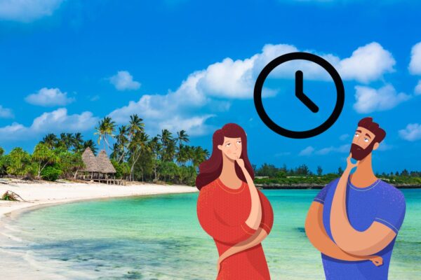 Quelle Heure Est Il à Zanzibar Illustration Sur La Plage